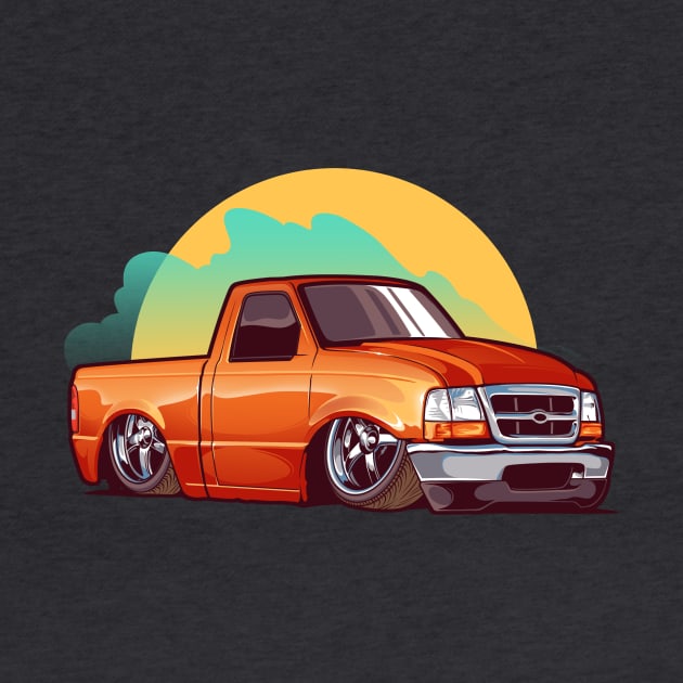 Slammed Orange Truck by Aiqkids Design